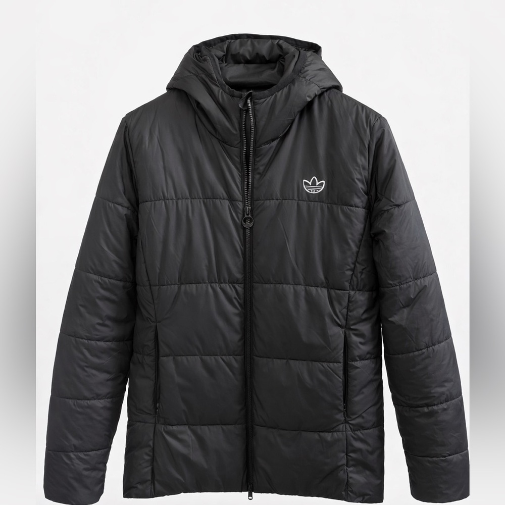 adidas Charcoal Hooded Puffer Jacket